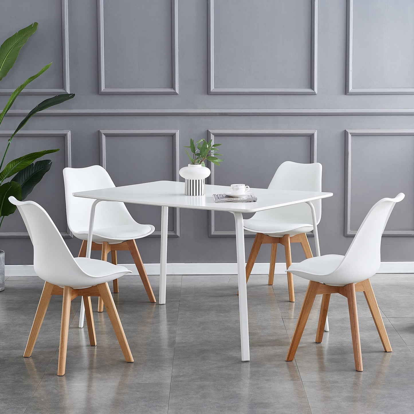 mcc direct Dining Chairs Wooden Legs Soft Cushion Pad Stylish DELUXE Retro Lounge Dining Office EVA