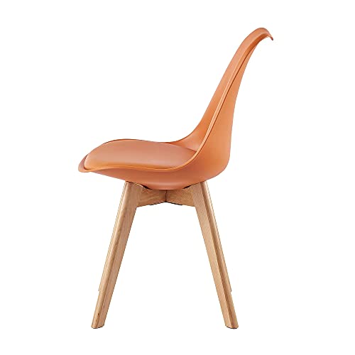 mcc direct Dining Chairs Wooden Legs Soft Cushion Pad Stylish DELUXE Retro Lounge Dining Office EVA