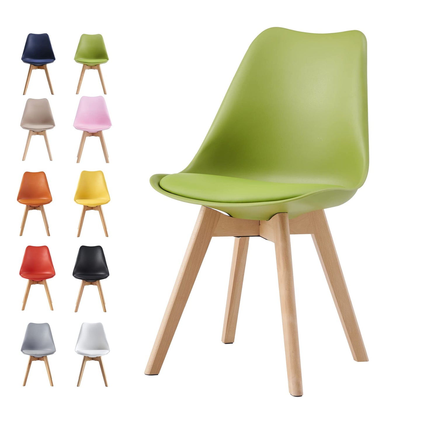 mcc direct Dining Chairs Wooden Legs Soft Cushion Pad Stylish DELUXE Retro Lounge Dining Office EVA