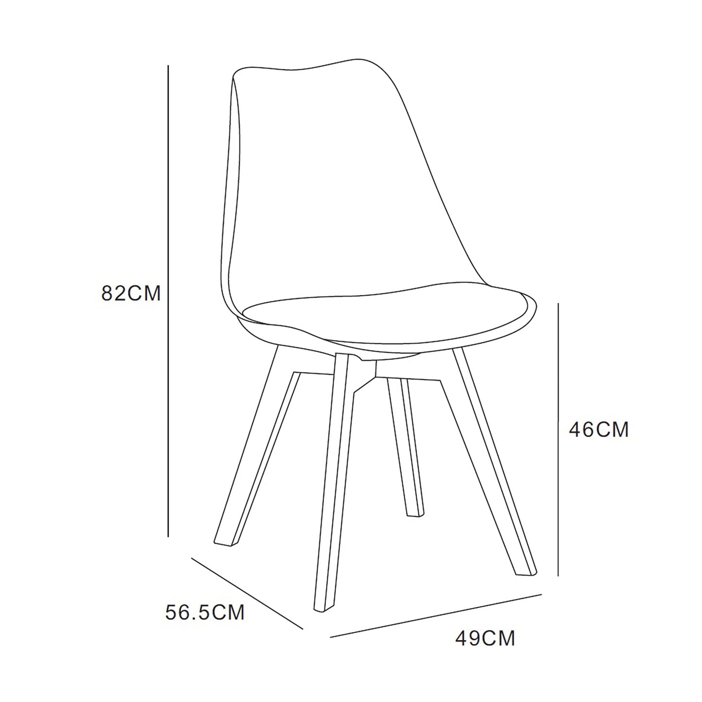 mcc direct Dining Chairs Wooden Legs Soft Cushion Pad Stylish DELUXE Retro Lounge Dining Office EVA