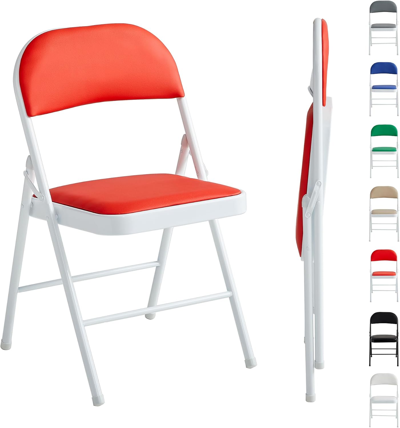 Folding Chairs Black White Blue Red Green Grey Beige