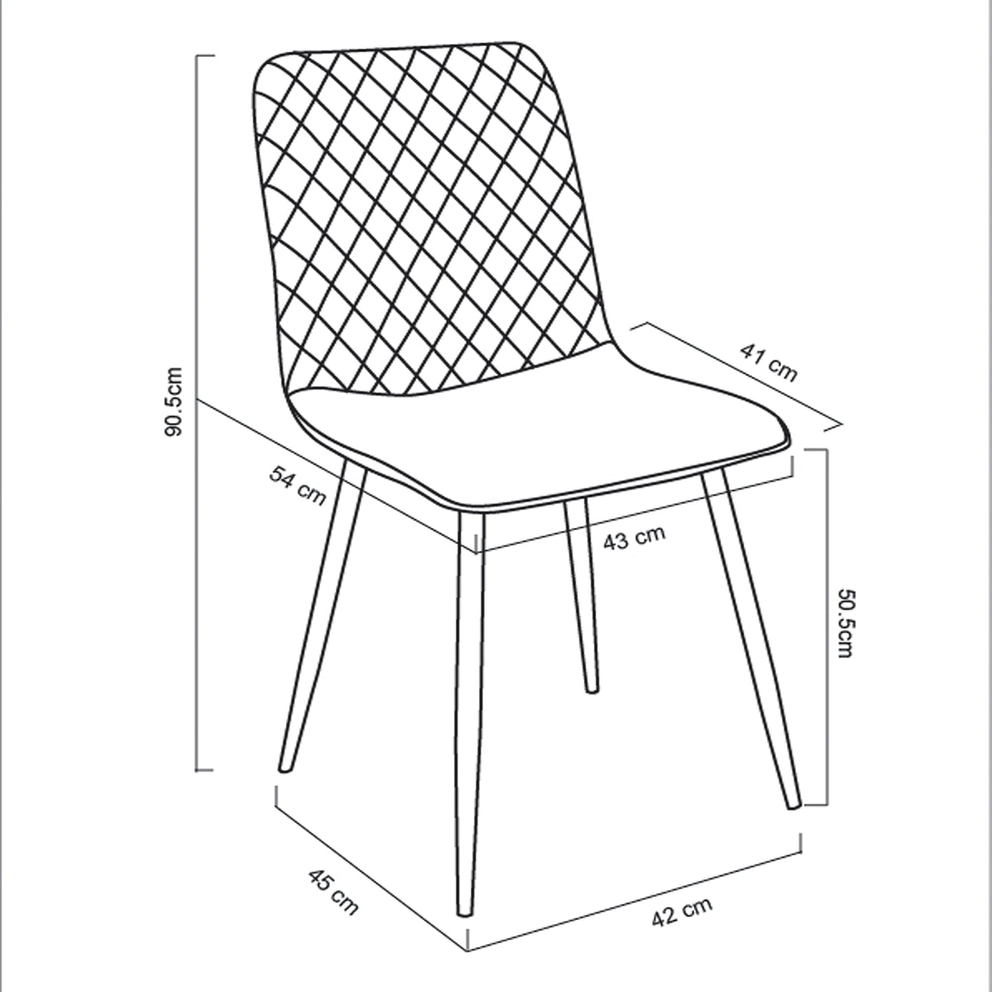mcc direct Set of 4 Designer Velvet Fabric Dining Chairs Metal Legs Lexi Chairs