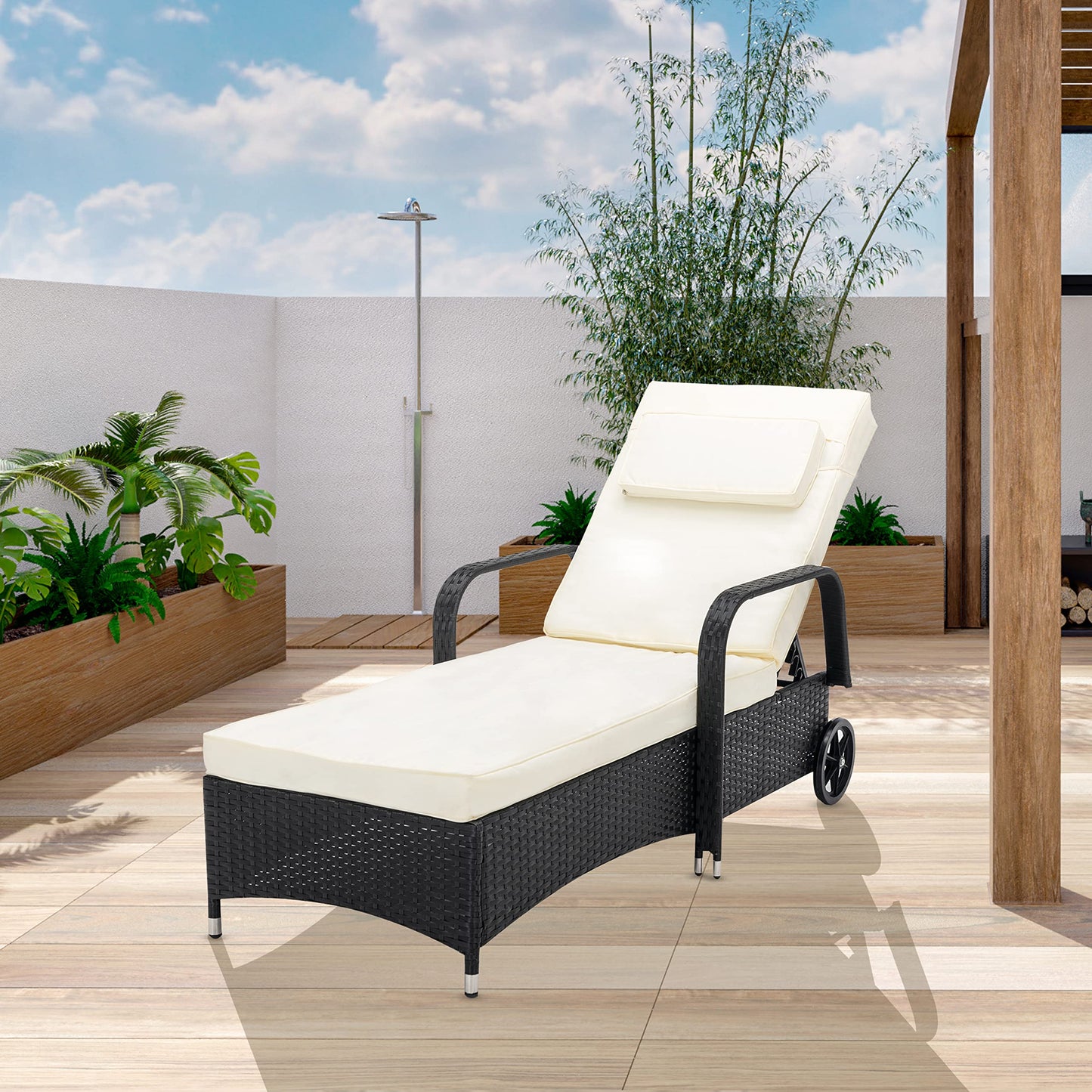 Rattan Sun Lounger Bed Recliner Outdoor Garden Chair