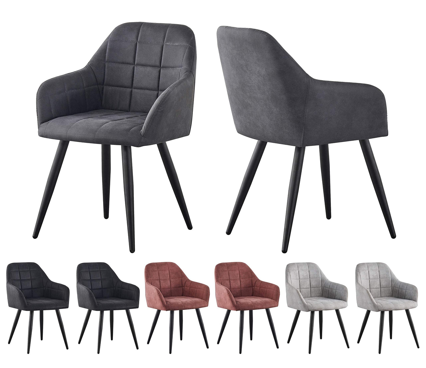 mcc direct 2x Faux Matte Suede Leather Dining Chairs Accent Chairs home & restaurants Adrian