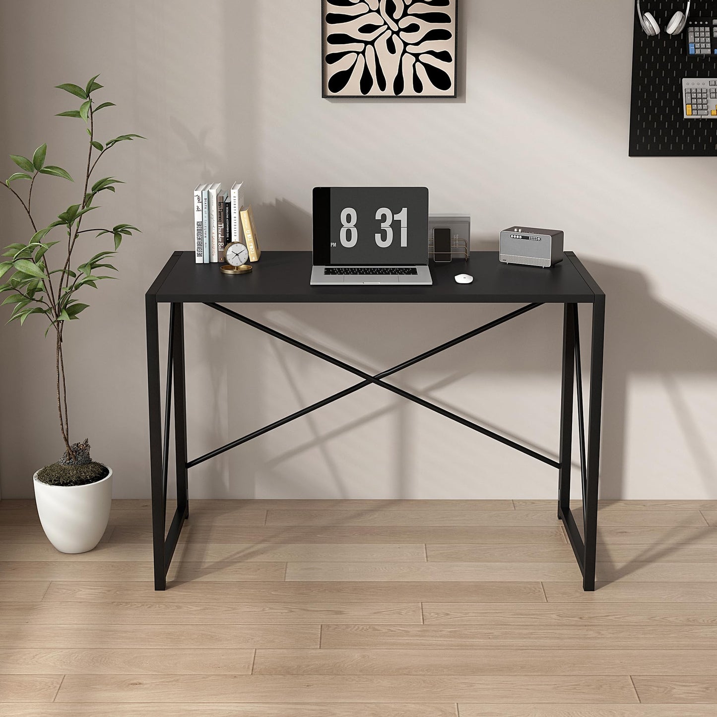 Folding Desk Workstation Foldable Computer Desk for Office Home Study Writing Table No Assembly Miami