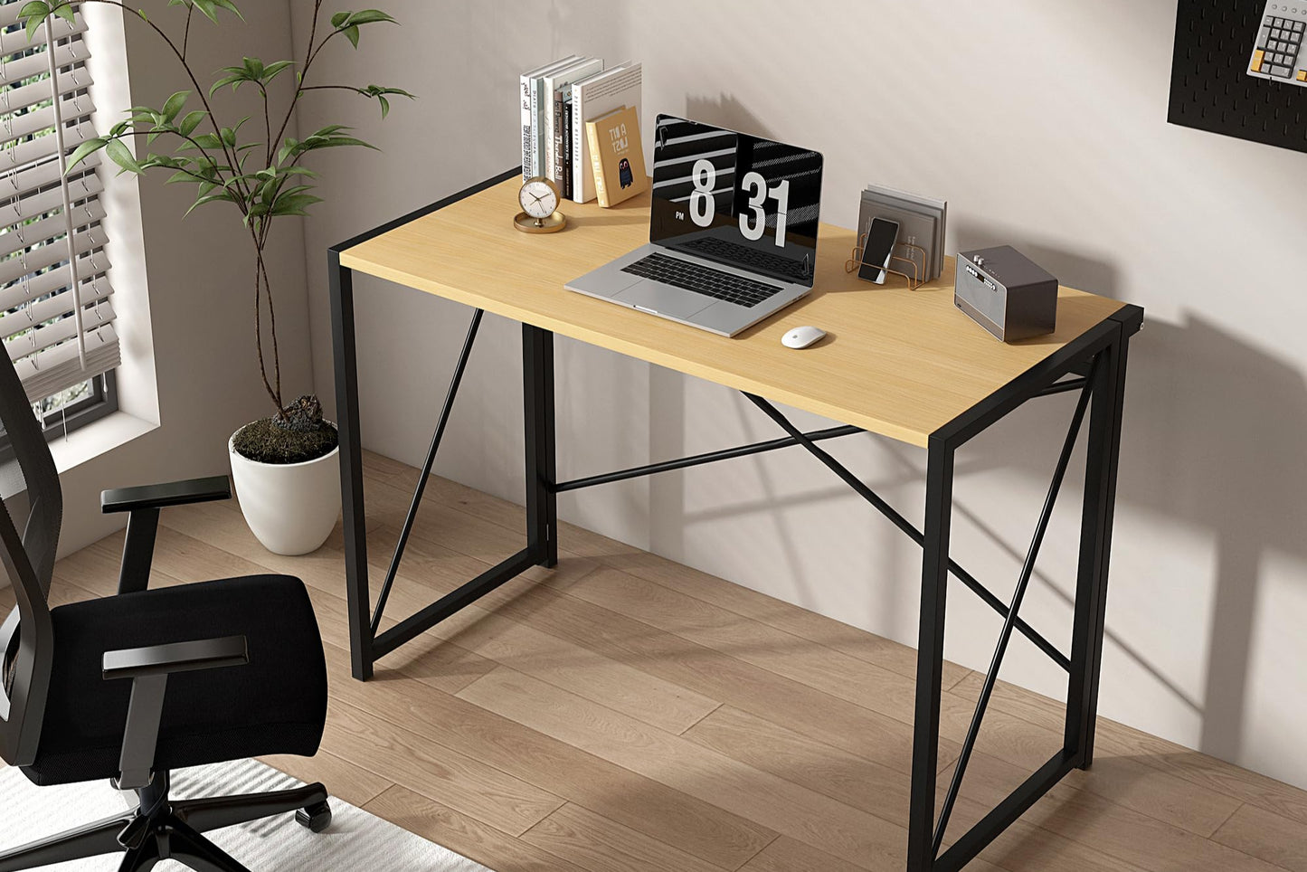 Folding Desk Workstation Foldable Computer Desk for Office Home Study Writing Table No Assembly Miami