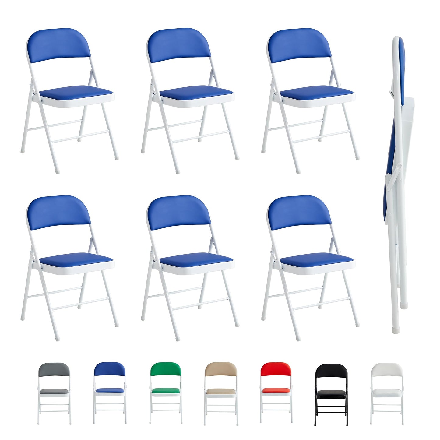 Folding Chairs Black White Blue Red Green Grey Beige
