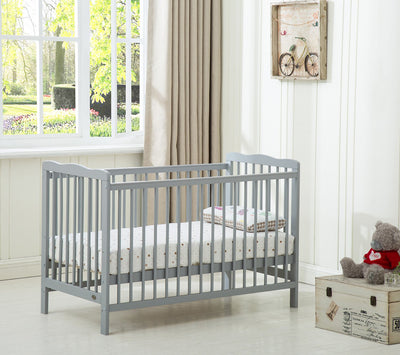 MCC Brooklyn Baby Cot Crib With Water repellent Mattress (Grey)