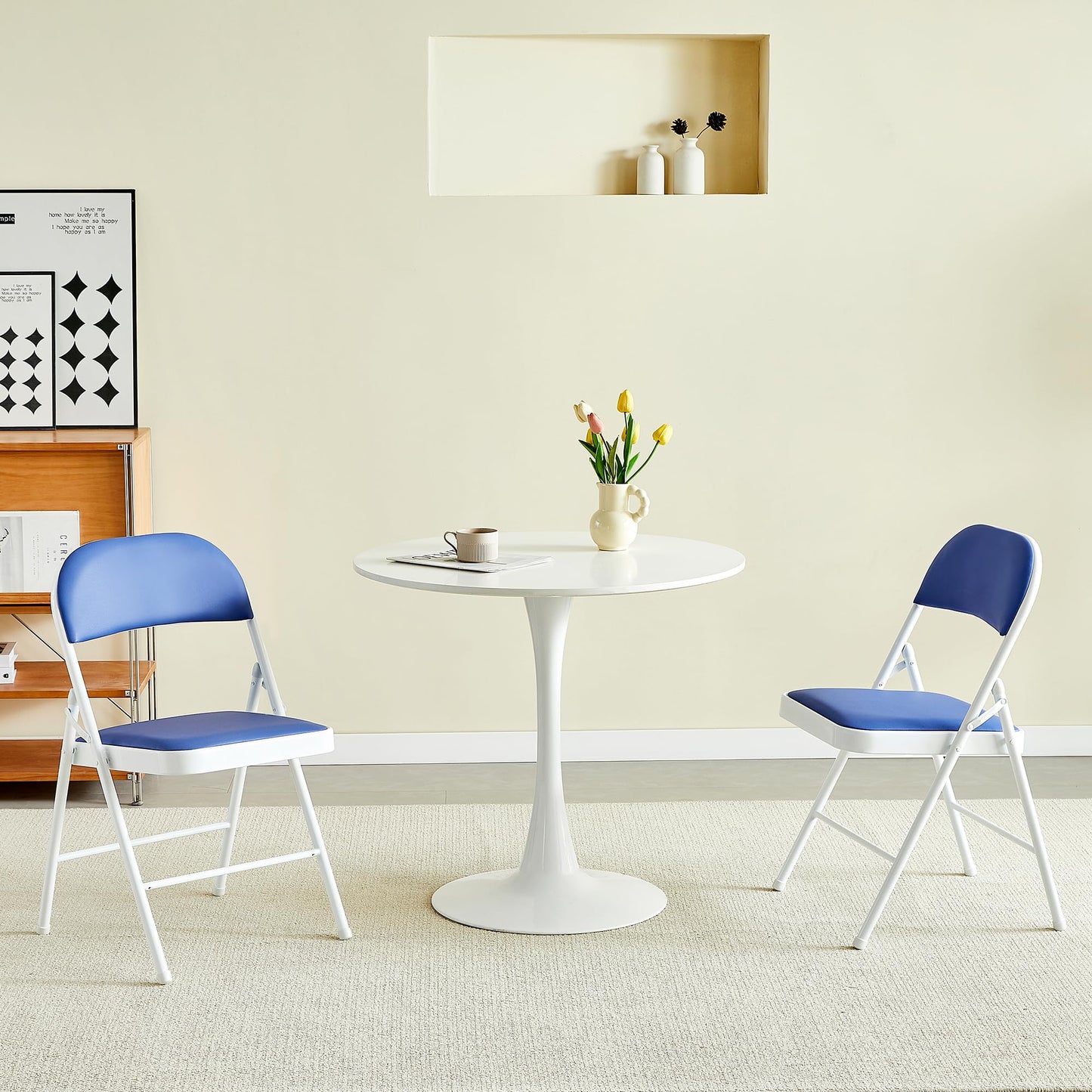 Folding Chairs Black White Blue Red Green Grey Beige