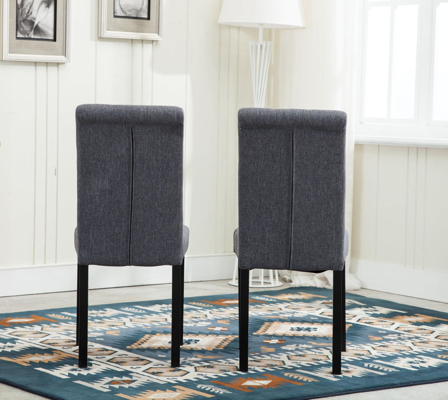 mcc direct Set of 2 Lined Fabric Dining Chairs With Solid Wooden Legs