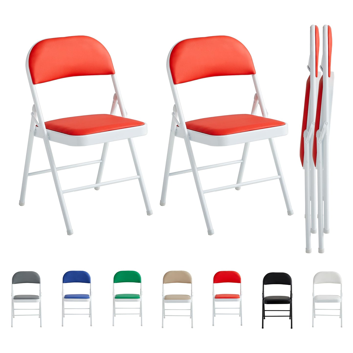 Folding Chairs Black White Blue Red Green Grey Beige