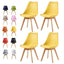 Set of 4 Dining Chairs Wooden Legs Soft Cushion Pad Stylish DELUXE Retro Lounge Dining Office EVA