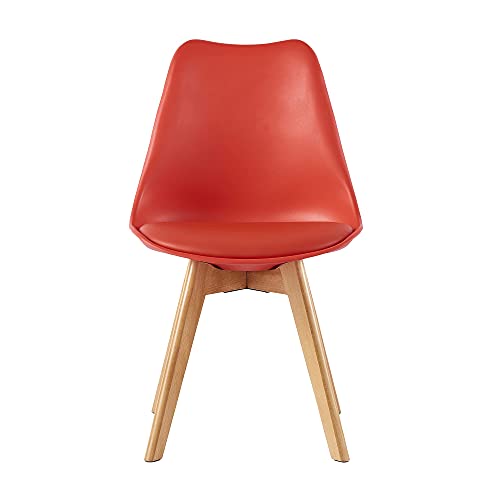 Set of 4 Dining Chairs Wooden Legs Soft Cushion Pad Stylish DELUXE Retro Lounge Dining Office EVA