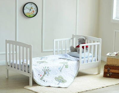 White Solid Wooden Junior Toddler Kids Bed Montana with Foam Mattress