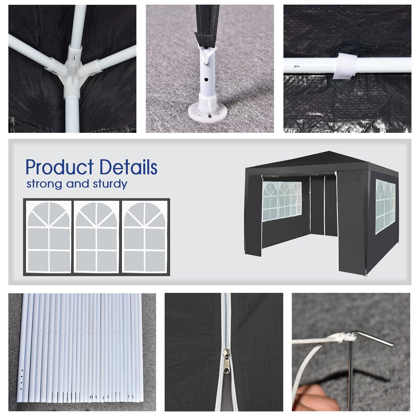 Event Gazebo with 4 Side Panels Outdoor Waterproof Party Tent Marquee