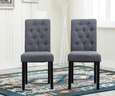 mcc direct Set of 2 Lined Fabric Dining Chairs With Solid Wooden Legs