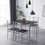 Dining Table and Chairs Set Metal Wood Effect Table Dining Set 4 Chairs Silvia