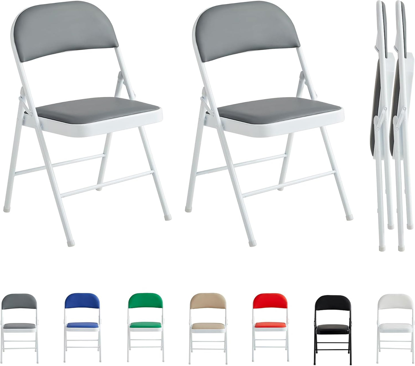 Folding Chairs Black White Blue Red Green Grey Beige