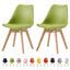 Set of 2 Dining Chairs Wooden Legs Soft Cushion Pad Stylish DELUXE Retro Lounge Dining Office EVA