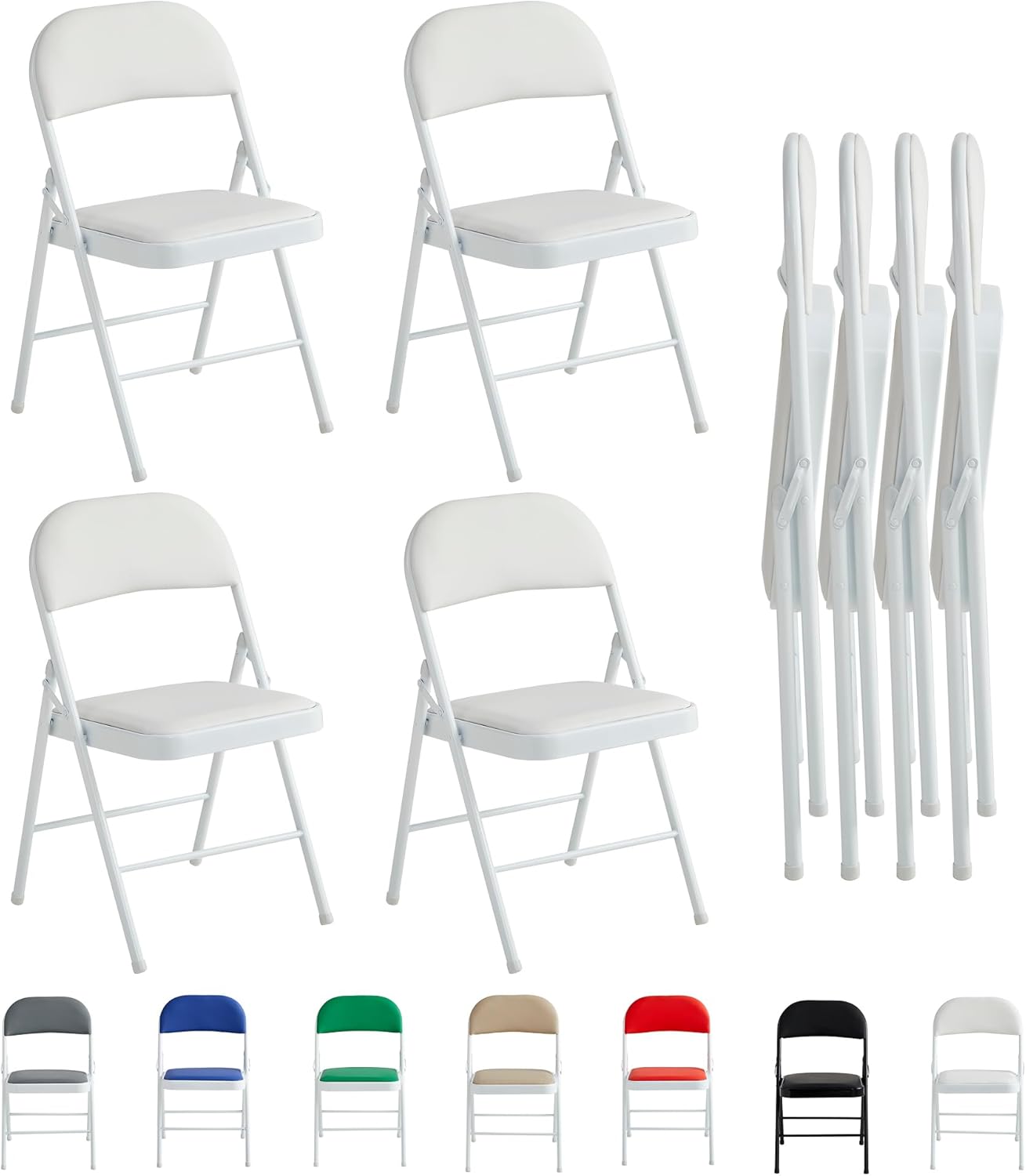 Folding Chairs Black White Blue Red Green Grey Beige