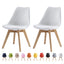 Set of 2 Dining Chairs Wooden Legs Soft Cushion Pad Stylish DELUXE Retro Lounge Dining Office EVA