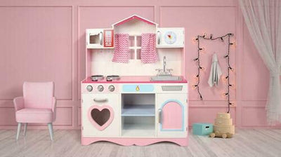 Large Kids Wooden Play Kitchen With Utensils Toys Children's Role Play Pretend Set Toy
