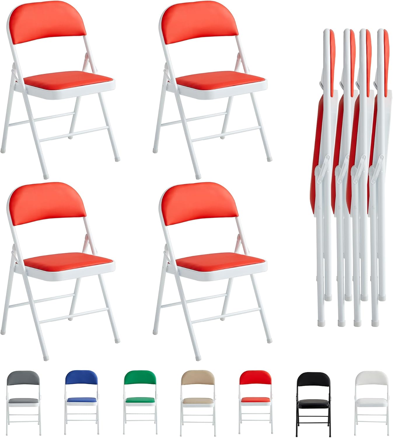 Folding Chairs Black White Blue Red Green Grey Beige