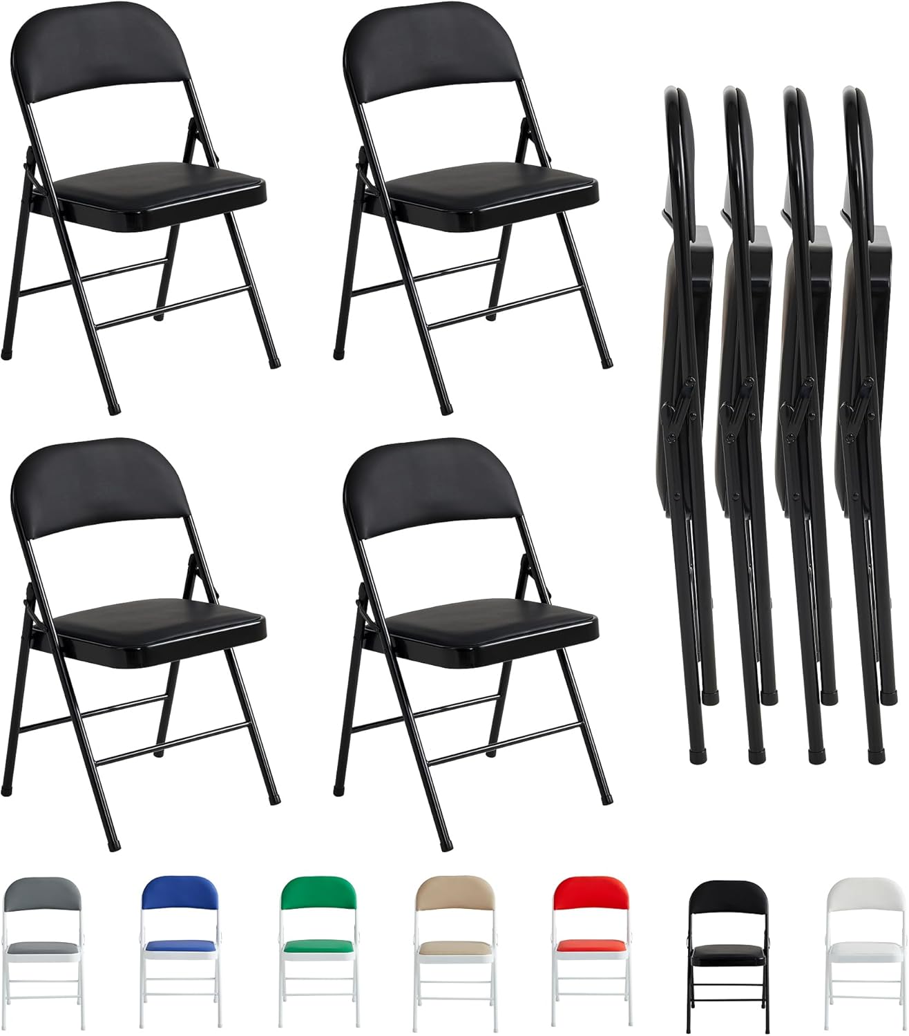 Folding Chairs Black White Blue Red Green Grey Beige