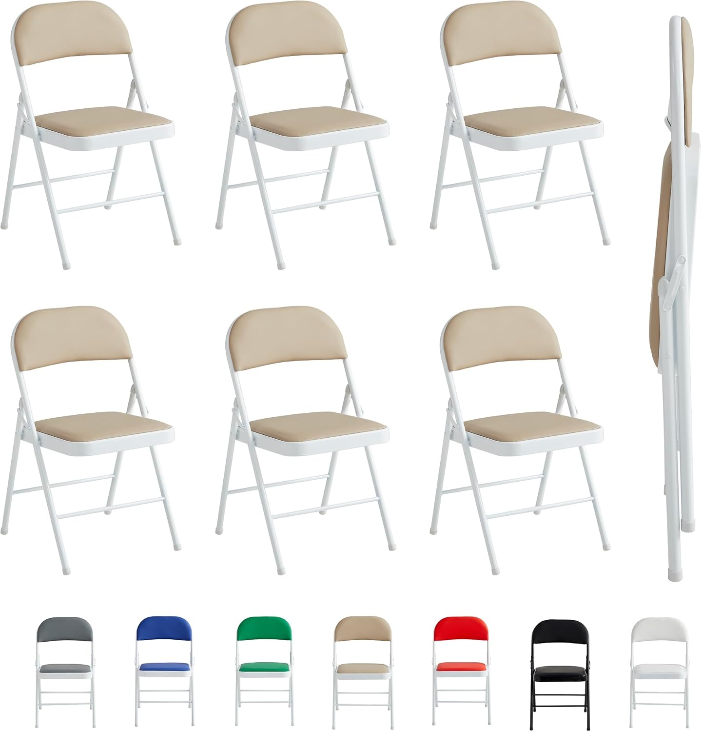 Folding Chairs Black White Blue Red Green Grey Beige