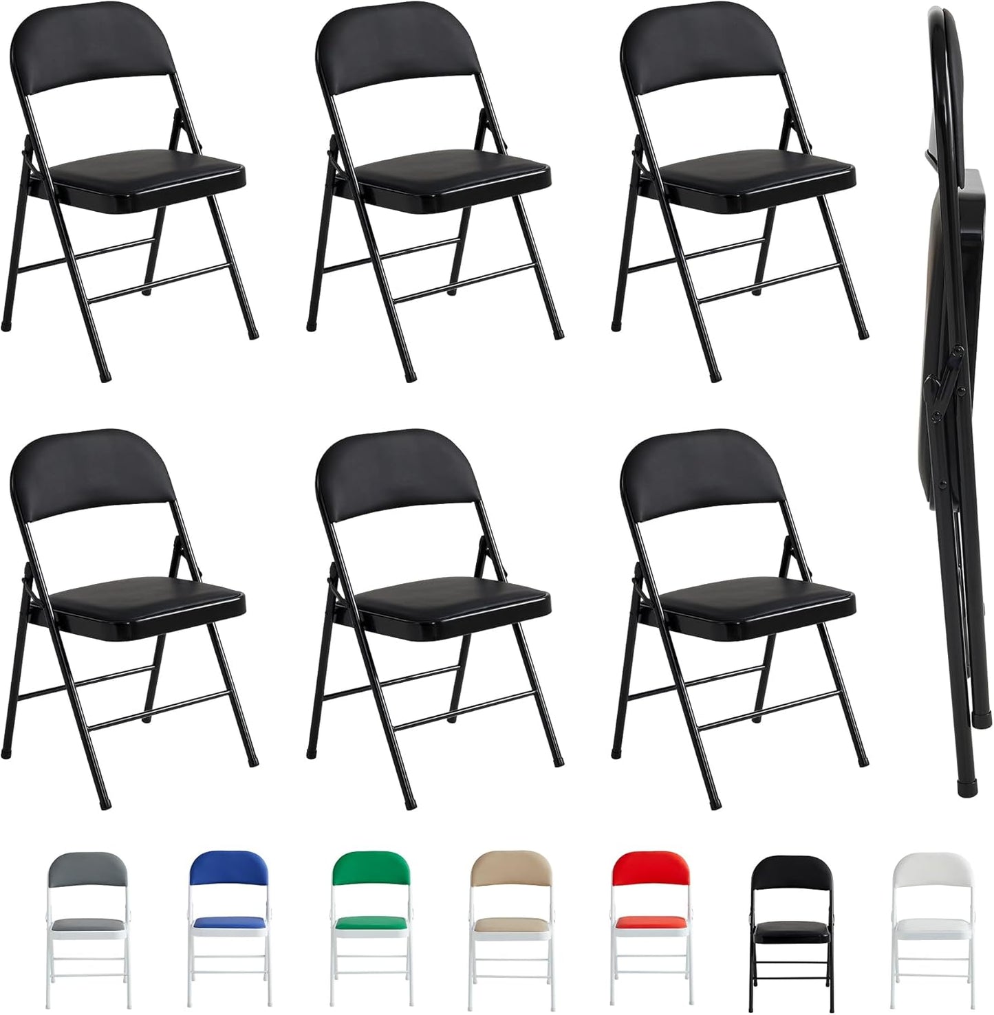 Folding Chairs Black White Blue Red Green Grey Beige
