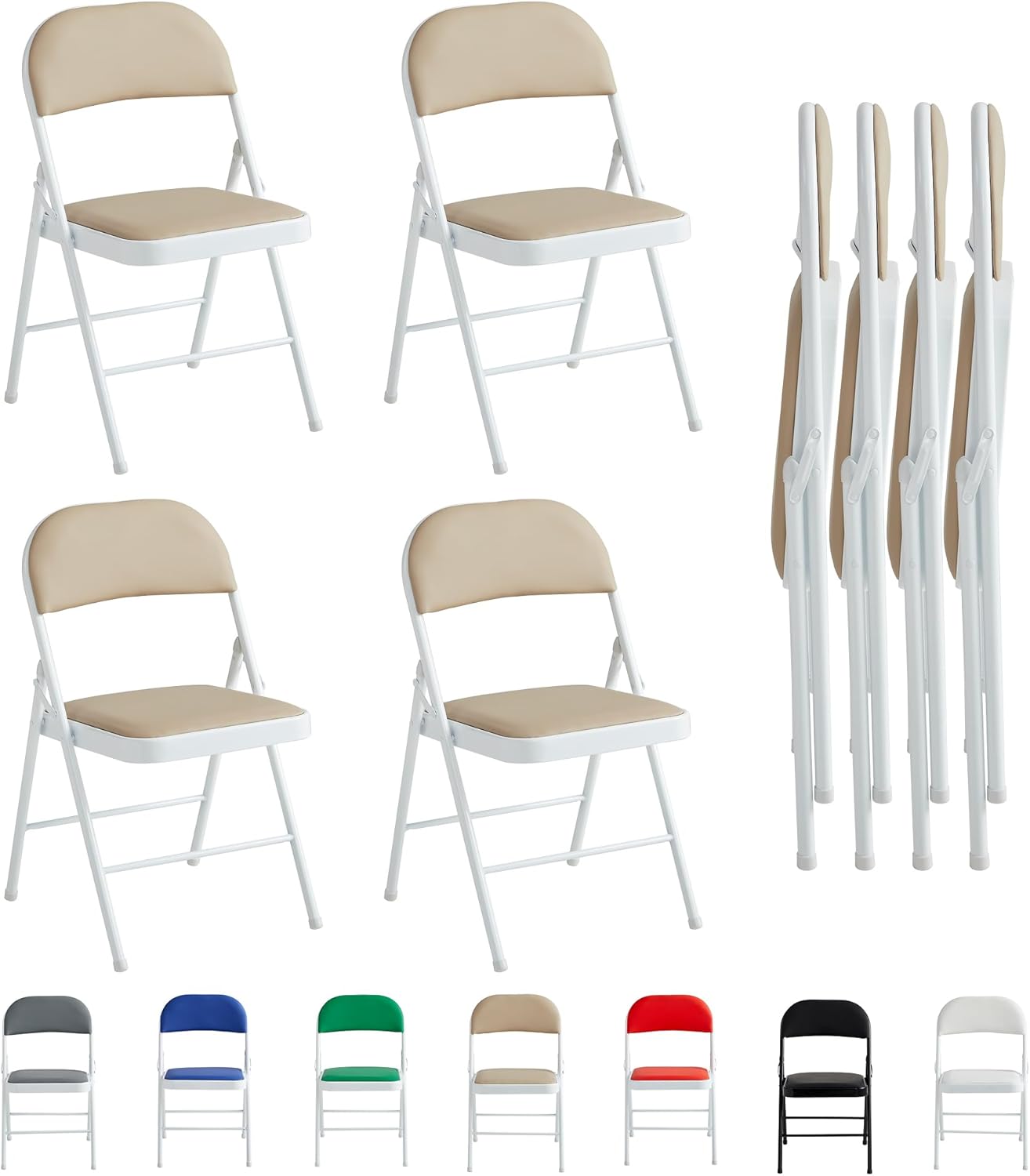 Folding Chairs Black White Blue Red Green Grey Beige
