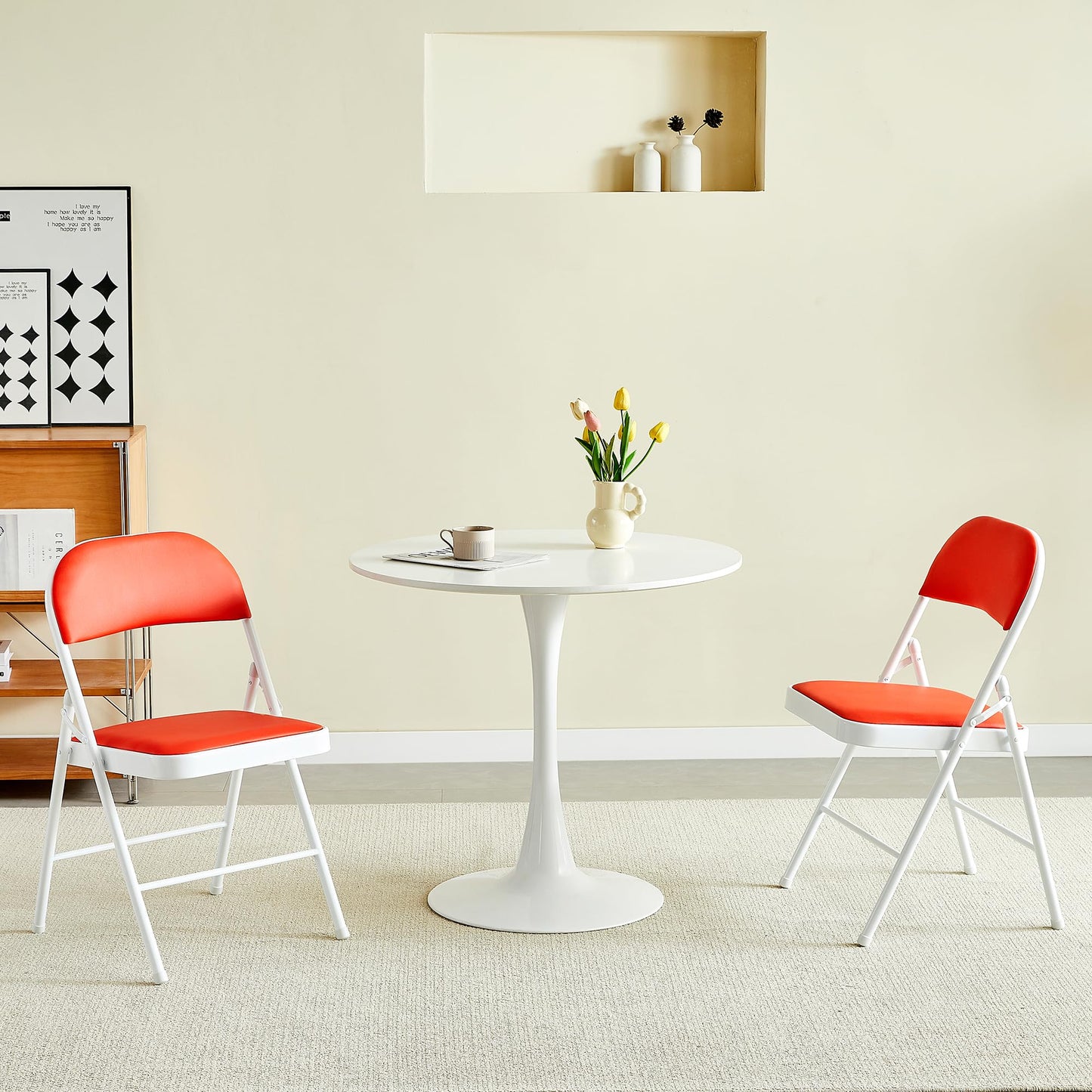 Folding Chairs Black White Blue Red Green Grey Beige