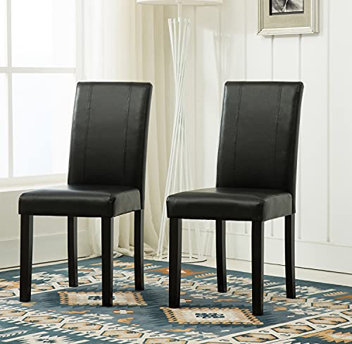 Set of 2 Faux Leather Dining Chairs With Solid Wooden Legs For Home & Commercial Restaurants