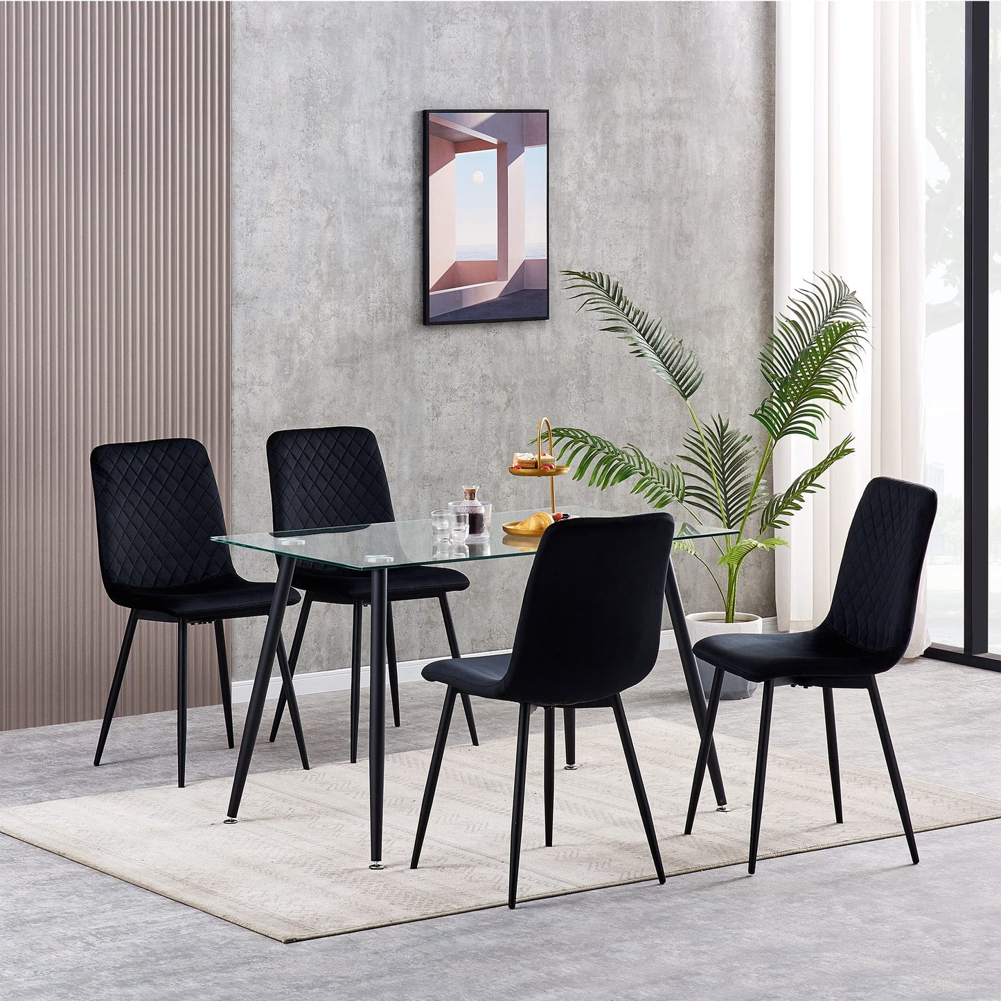 mcc direct Set of 4 Designer Velvet Fabric Dining Chairs Metal Legs Lexi Chairs