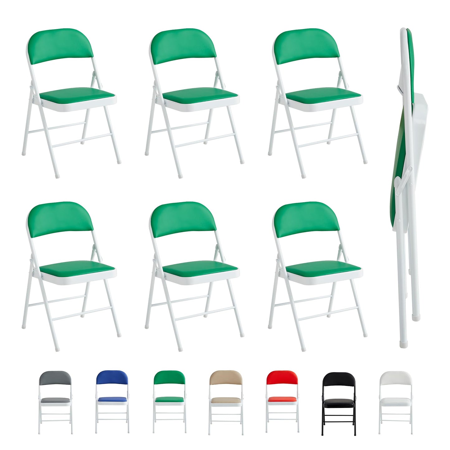 Folding Chairs Black White Blue Red Green Grey Beige