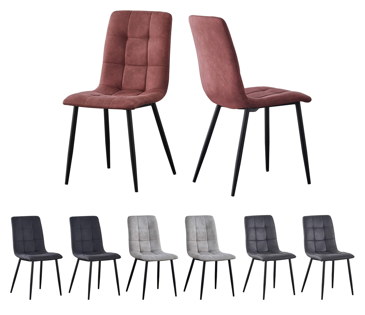 Set of 2 Faux Matte Suede Leather Dining Chairs With metal Legs home& restaurants henri