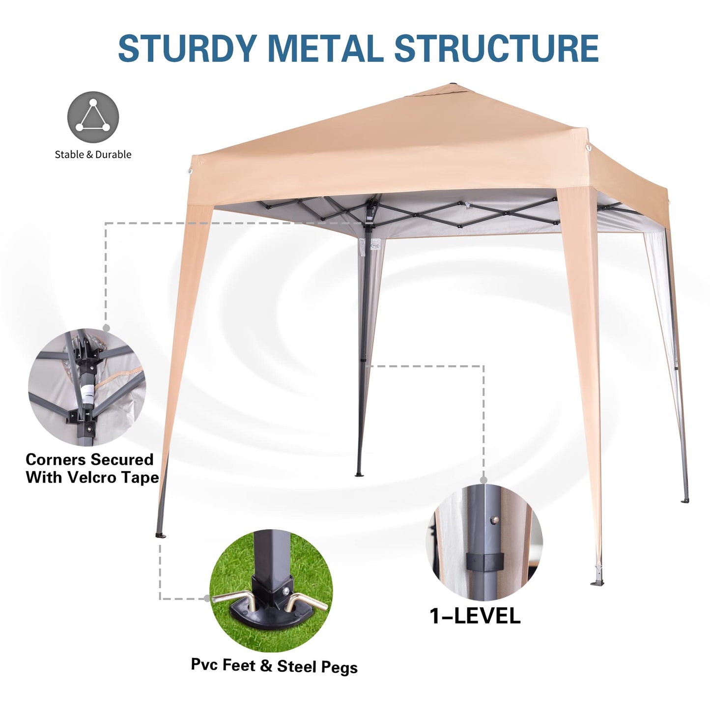 Pop-up Gazebo 2m x 2m Waterproof Outdoor Garden Heavy Duty