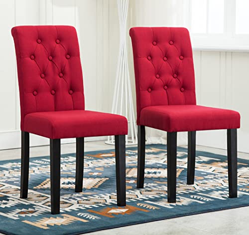 mcc direct Set of 2 Lined Fabric Dining Chairs With Solid Wooden Legs