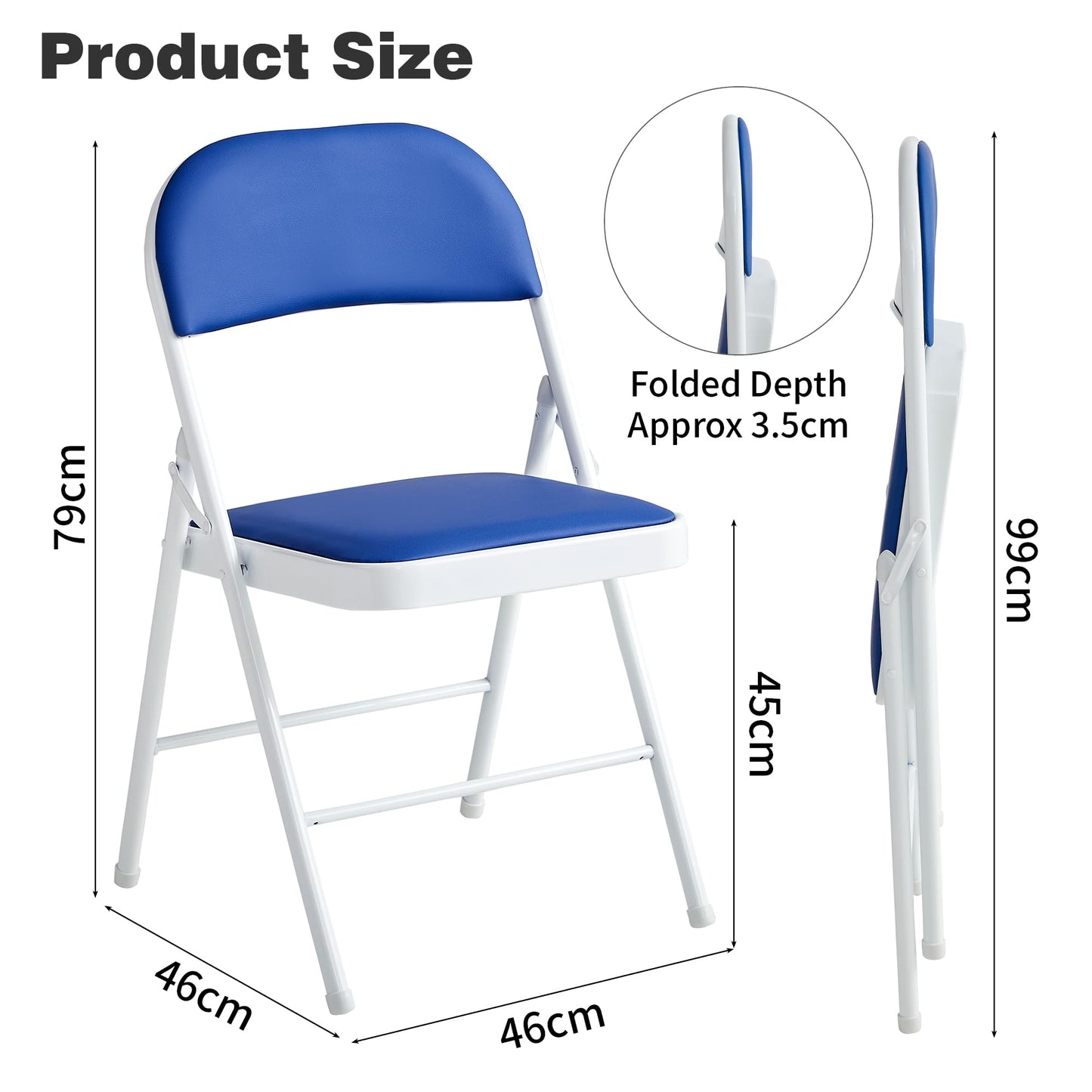 Folding Chairs Black White Blue Red Green Grey Beige