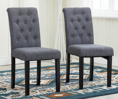 mcc direct Set of 2 Lined Fabric Dining Chairs With Solid Wooden Legs