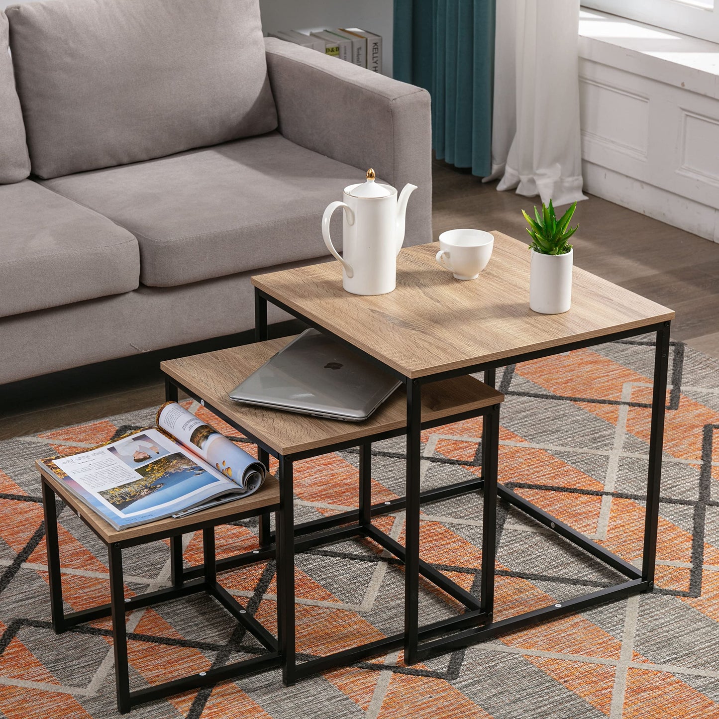 Nest Coffee Table 3 in 1 set Compact Modern Design for Space Saving for Any Room