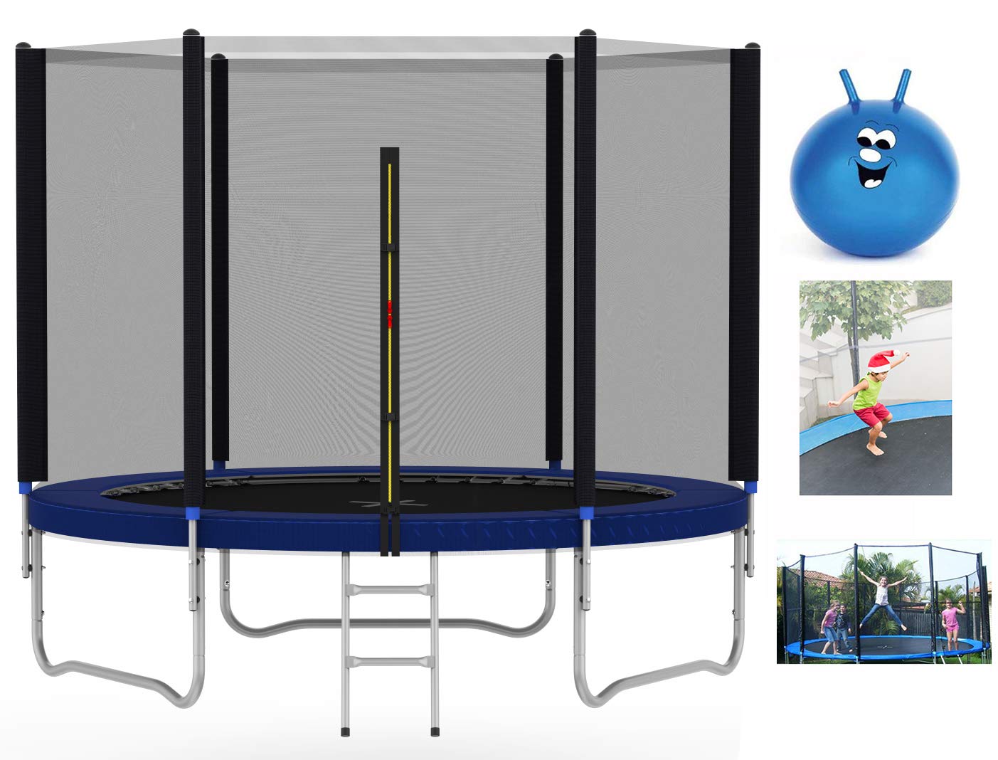 Heavy Duty 6FT 8FT 10FT 12FT 14FT Outdoor Trampoline with Enclosure Net for Kids Spring Cover Ladder FREE Space Hopper