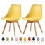 Set of 2 Dining Chairs Wooden Legs Soft Cushion Pad Stylish DELUXE Retro Lounge Dining Office EVA
