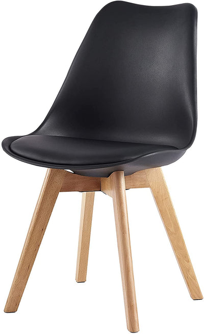 mcc direct Set of 2 Dining Chairs Wooden Legs Soft Cushion Pad Stylish DELUXE Retro Lounge Dining Office EVA