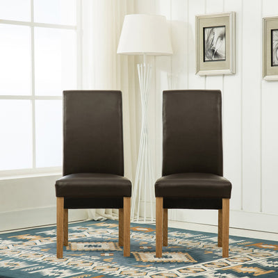 MCC-Direct Set of 4 Faux Leather Dining Chairs Roll Top Scroll High Back For Home & Commercial Restaurants [Brown* Black* Red* Cream*](D)