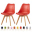Set of 2 Dining Chairs Wooden Legs Soft Cushion Pad Stylish DELUXE Retro Lounge Dining Office EVA
