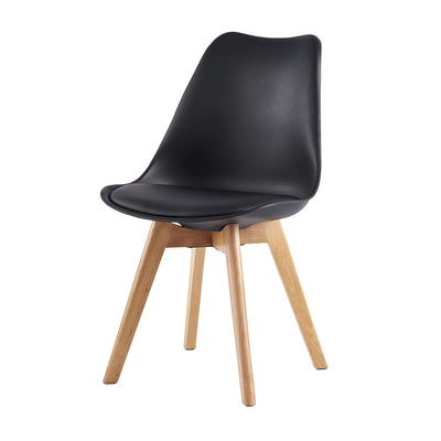 mcc direct Set of 4 Dining Chairs Wooden Legs Soft Cushion Pad Stylish DELUXE Retro Lounge Dining Office EVA