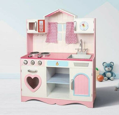 Large Kids Wooden Play Kitchen With Utensils Toys Children's Role Play Pretend Set Toy