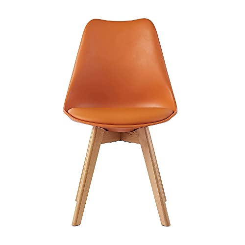 mcc direct Dining Chairs Wooden Legs Soft Cushion Pad Stylish DELUXE Retro Lounge Dining Office EVA