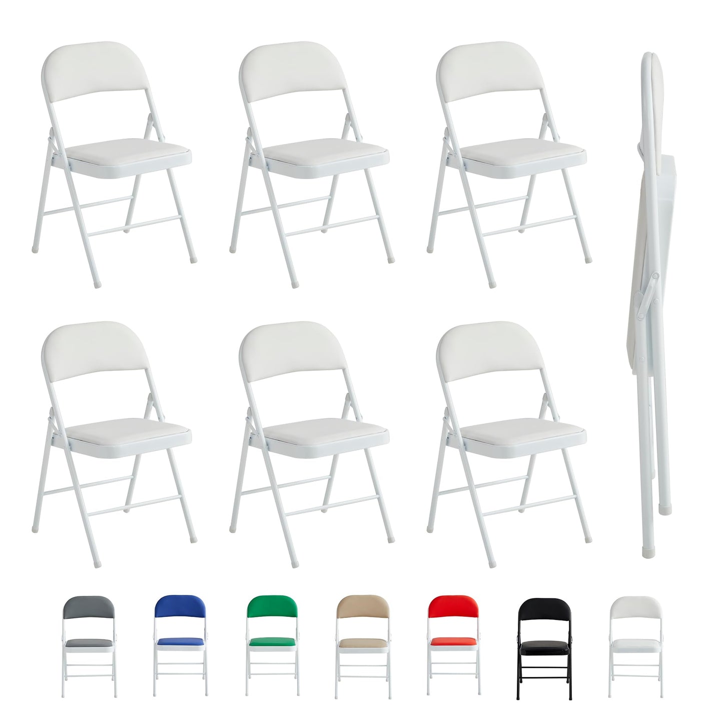 Folding Chairs Black White Blue Red Green Grey Beige
